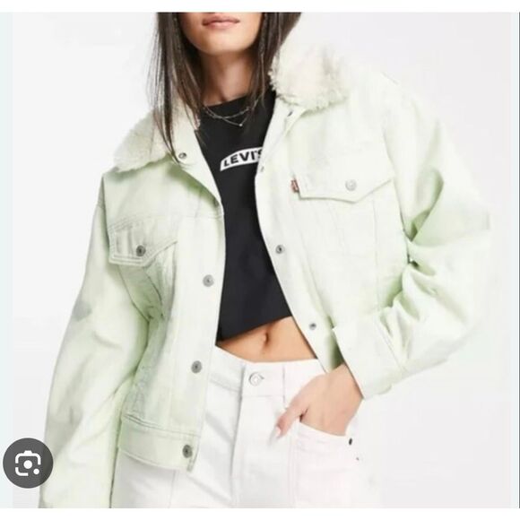 Levi’s mint corduroy Sherpa bomber jacket smwll - Picture 1 of 10